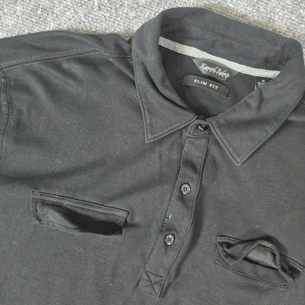 Kenneth Roberts Platinum Collection Mens XL Black Slim Fit‎ Polo Shirt